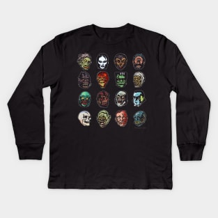 Horror Movie Monster Masks (color) Kids Long Sleeve T-Shirt